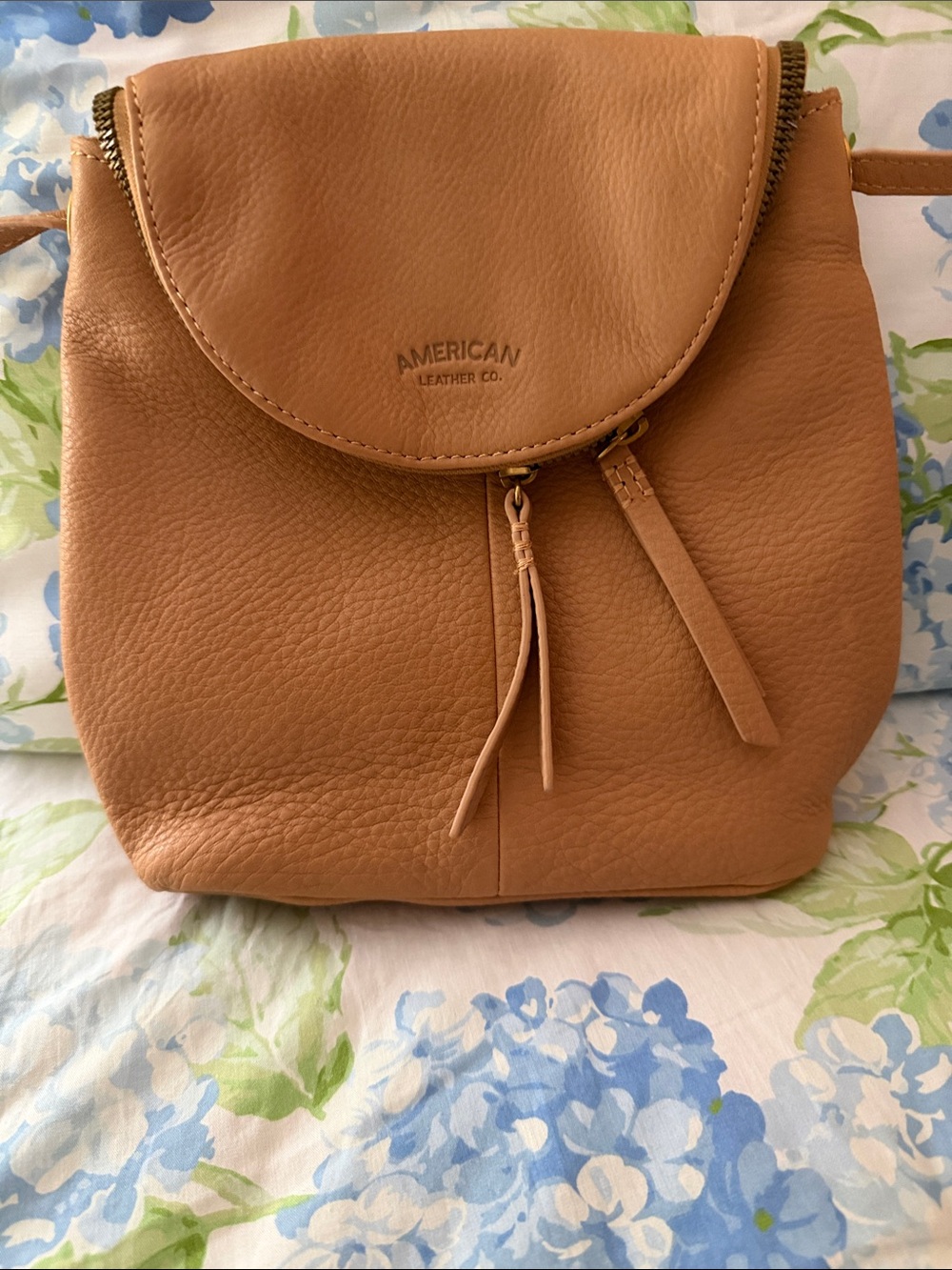 American Leather Co. Tan Pebbled Leather Crossbody Bag